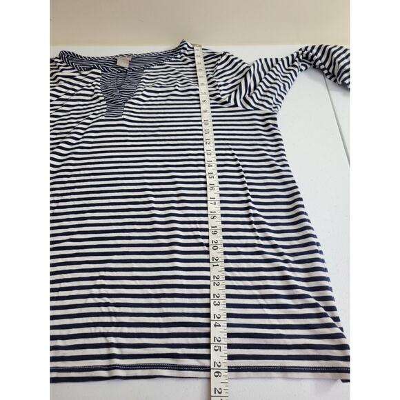Chico's Casual Top Navy Blue White Striped Roll Tab Sleeve Women's Size 2XL - Picture 4 of 9